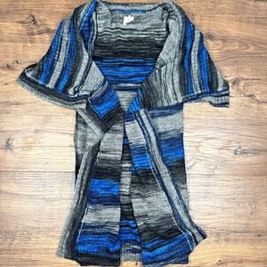 Moth‎ Anthropologie Womens XS Cardigan Sweater Blue Gray Gray Open Front Long